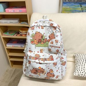 COOLSOOL Cartoon Capybara Backpack Large Capacity Lightweight Capybara School Bag Trendy Water Repellent Students Schoolbag Girls