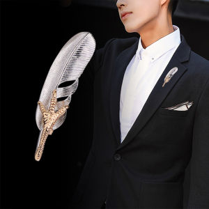 1Pc High End Simple Fashion Mens Business Coat Accessories Korean Style Temperament Eagle Claw Feather Design Brooches