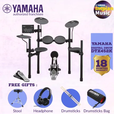 Yamaha Digital Drumset DTX-452K Value Bundle for Beginner Students *Brand New Unit**Ready Stock* with free Stool Headphone Drumsticks & Drumsticks Bag (DTX-452K/dtx-452k/Yamaha DTX-452K/yamaha dtx-452k/digital drum/beginner/Yamaha Digital Drum)