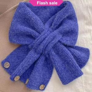 Flash Sale Neck Guard Shawl Solid Color Cross Scarf Knitted Neckerchief Wrap Neck Warmer Women