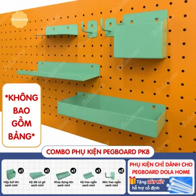 Pegboard kim loại sơn cao cấp không rỉ Dola Home dán trên nền gỗ gạch đá để muỗng thớt bát đĩa giá úp nồi dụng cụ bếp