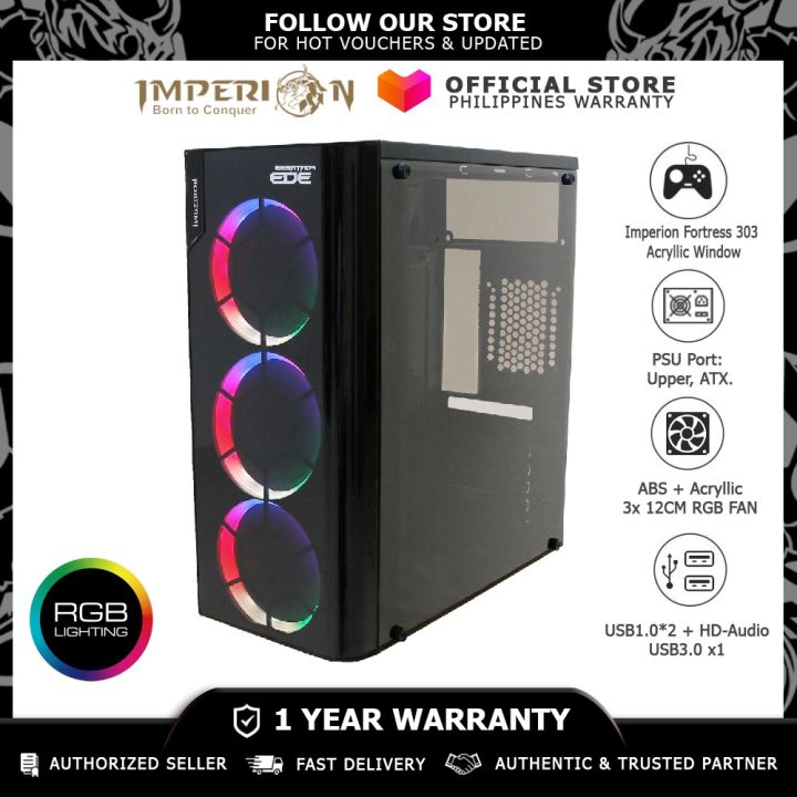 Imperion Fortress 303 ATX CASE With 3x 12CM RGB FAN | Lazada Philippines