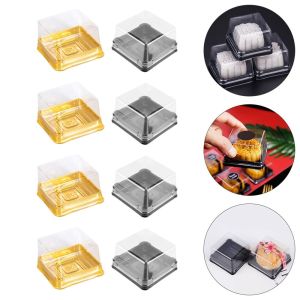 XUECHUANGYING 50pcs Golden Moon Cake Packing Box Muffins Wedding Gift Festive Party Supplies Packaging Box Mooncake Boxes Cupcake Container