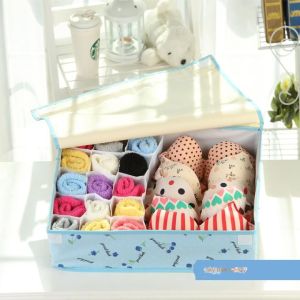 SKY E-COMMERCE CO.Ltd COD Bamboo Charcoal Oxford Cloth 13 Grid Girls Socks Tie Bra Panties Underwear Storage Storage Box