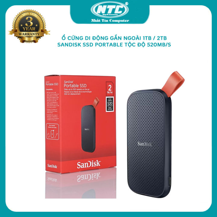 Ổ cứng di động SSD External Sandisk Portable E30 dung lượng 480GB / 1TB / 2TB tốc độ 800MB/s (Đen) Nhất Tín Computer