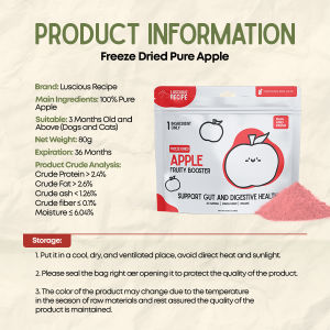 Luscious Recipe Freeze Dried Fruity Booster Pure Apple Powder Food Toppers Appetite Booster Meal Booster