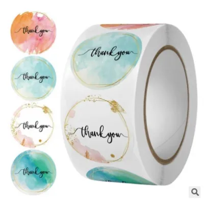 Stiker Roll Thank You 500 pcs Souvenir Stiker Makanan Kemas Aesthetic Label Kertas Berkualitas