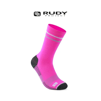 Rudy Project Crew Cut Sports Socks – Pink Fluo | Breathable | Performance Cycling and Running Socks