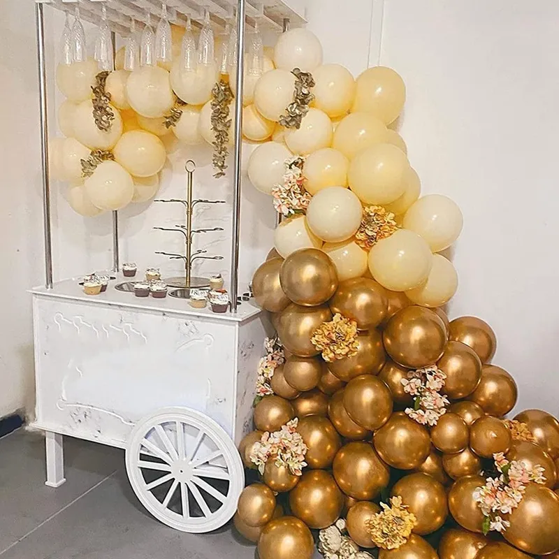 thumbnail image 2 of 100 Pcs 6\" Gold Quick Link Balloons, Metallic Balloons With Linkable Tail, For Anniversary Wedding Birthday Party Arch Wall Decorations 2 of 9