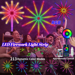 Smart 180LED Firework Light Strip Music Sound Sync RGB Light With APP Remote Control Christmas Party