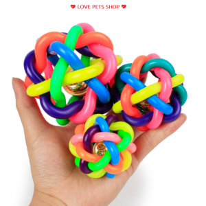 Đồ chơi cho Chó gặm sạch răng quả bóng bảy sắc có chuông (Mẫu mới) - Love pets shop