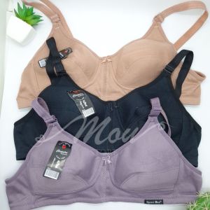 MOU  1pc Bh Olahraga Wanita Sport Jumbo Bra Sport Tanpa Busa Tanpa Kawat Kancing 3 Bahan Katun Murah