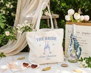 Personalized Canvas Bag for the Brides Club Bridesmaid Gift Bag Bridal Shower Bag Wedding Travel Bag.