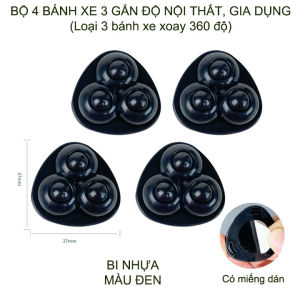 Combo 4 bánh xe mini 3 gắn đồ vật thùng rác đa năng tiện dụng giúp dễ dàng di chuyển