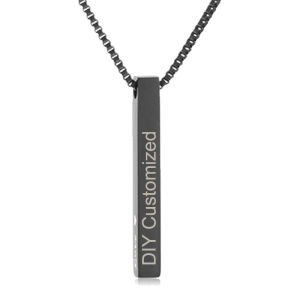DIY Name Number Date Custom Stainless Steel Personalized Engraved Bar Necklace Square Pendant For Women Gift Name Pendant Jewelry Set