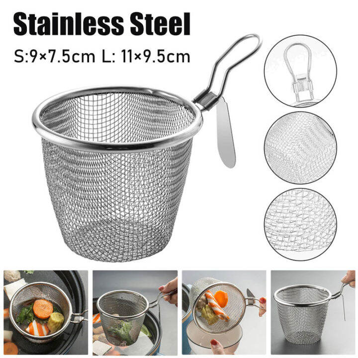 YESPERY Stainless Steel Food Colander Pasta Boil Basket with Handle Fry ...