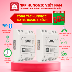 Công Tắc Wifi Hunonic Datic Basic 1 Kênh Bật Tắt Từ Xa Trên Điện Thoại Ra Lệnh Giọng Nói Tiếng Việt