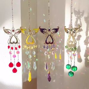 TUO29 คริสตัล กระดิ่งลม แขวน หมุนได้ วินด์สปินเนอร์ ของตกแต่งบ้าน สร้างสรรค์ โคมไฟระย้าคอลเลคชัน หน้าต่าง