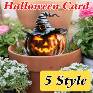 Halloween Card Garden 2D Flat Incert Plant Pot Decoration Stake Ghost Hand Pumpkin Skeleton Design Halloween Party Props