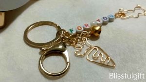SG Personalised Name Cute Rabbit & Carrot Bag Charm Customised Keychain for Birthday Christmas Gift