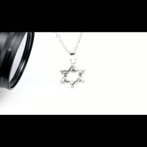 China Shipping [2025] New Hot-Selling Celebrity Style   Die-cast Pattern Hexagram Pendant   Trendy Rock Style Mens Titanium Steel Necklace 042