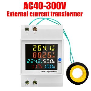【ApeaxFortis】TRXNELE D52-2066 6-in-1 AC Power Energy Monitor Real-Time Display: Watt Voltage Current KWH Hz Power Factor 80-300V 100A Easy DIY Installation Manila COD Fast Delivery