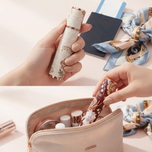 OMQAIO Portable 10ml Perfume Bottle Refillable Reusable Floral Leather Spray Bottle Elegant Durable Empty Travel