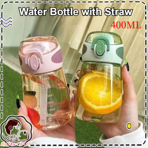 400ml Kids Straw Cup Portable Drinking Cup Silicone Straw Training Leak Proof & Drop Proof Water Cup