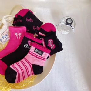 Series of Pink Love 5Pairs/Set Girls Socks Barbie Girls Letter Stripes Cotton Sock