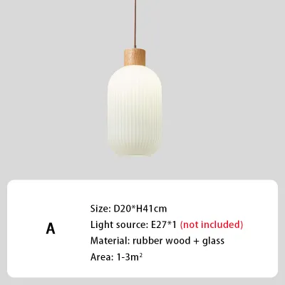 Glass Pendant Light Hanging Ceiling Lights For Living Room Dining Room Nordic Rubber Wood LED Kitchen Lamp Home Decor