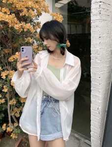 BestStore - Kemeja Transparan Wanita Korean Style / Kemeja Transparan Polos Bahan Ceruty / Kemeja Korean Street Style / Kemeja Polos