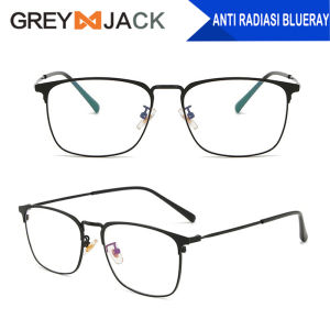 Grey Jack/kacamata Antiradiasi Blueray Korean Style Kotak Simple Metal Fashion Pria dan Wanita Terbaru 6611
