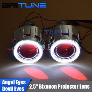 LED Angel Devil Eyes Bi-xenon Projector H4 H7 Headlight Lenses COB DRL Halo Lens Mini 2.5 For Car Lights Motorcycle Accessories Retrofit