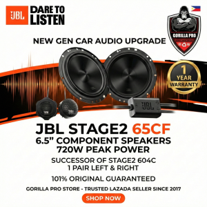 JBL Stage2 65CF Component Speakers 6.5" (720W) Successor of Stage2 604C | 1 Pair Left & Right | 101% Original Guaranteed | Gorilla Pro Store - Trusted Seller Since 2017 | New Gen Car Audio Upgrade with Separate Tweeters & Crossovers
