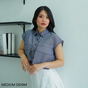 Atasan Crop Top Denim Hayi Kemeja Wanita