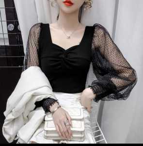 Blouse Wanita Knit Twist Crop Import