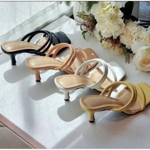 Sandal An10 Wanita Sendal Ban 2 Bitese 5cm Perempuan Cewek Kasual heels pesta
