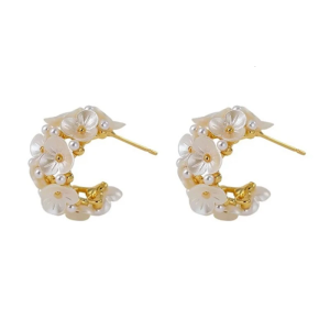 Flower Earrings Elegant Studs Earrings Modern Flower Ear Studs Alloy Texture Ear Suitable for Stylish Outfits