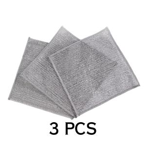 3PCS Double Layer Kitchen Cloth Silver Rag for Cleaning Household Chores Multipurpose Anti-Grease Dishwashing Towel