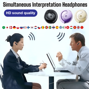 AI Translation Headphones Wireless Bluetooth Headsets Noise Reduction Earbuds Real-Time Simultaneous Interpretation