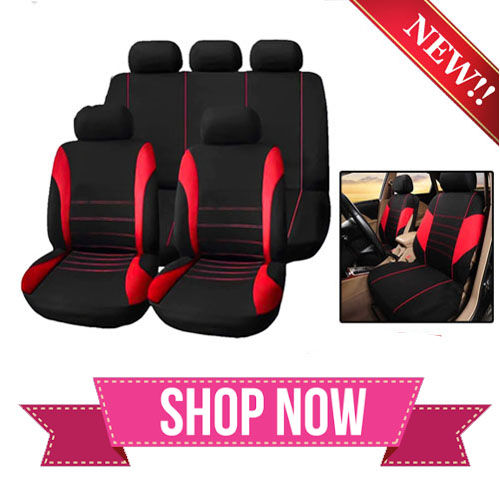 Universal Car Seat Cover Black Red Black 9Pcs Seat Covers Lazada PH