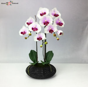 กระถางกล้วยไม้ประดิฐ์ กล้วยไม้ปลอมจัดในกระถางดินเผา