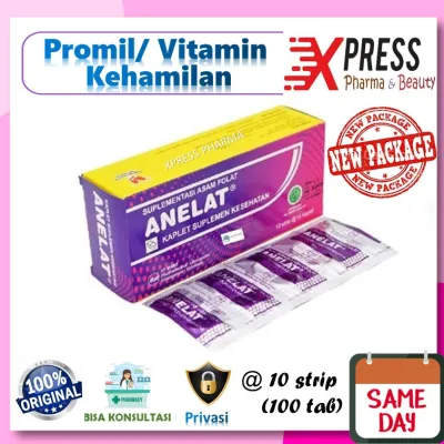 XPRESS ! Anelat DUS Asam Folat 1000 mcg Tablet Vitamin Kehamilan Promil Dos Folic Acid Nutrisi Kaplet box Program Kehamilan Zs
