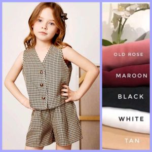 marieCasual  Summer Wear Plain Color Girl Vest and Shorts Set Terno    classy and elegant timeless classic  timeless piece casual office or party classic piece super kapal ng tela hindi kayo magsisi our aim is to produce quality clothes premium fabric ex