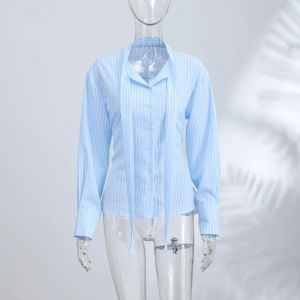 Fashion Womens Shirt Plaid Turn-down Collar Full Sleeve Backless Lace Up Female Shirts 2026 Autumn Chic New Lady Street Tops2026