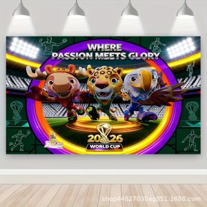 Ready stock sa local warehouse2026 New Hot Selling World Cup Theme Background Cloth Outdoor Football Match Celebration Polyester Hanging Banner Party Decoration Supplies