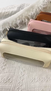 Clear Waterproof Pencil Bag Multifunctional PU Pen Pouch Zippered Pen Case Travel Stationery Bag Cosmetic Organiser Bag