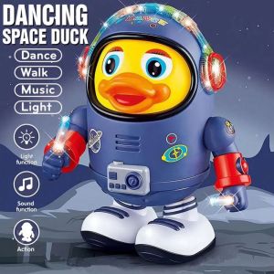 SEJUE4373 Interactive Dancing Astronaut Duck Toy Plastic Sound And Light Duck Musical Interactive Toy Learn Climbing Ornament Electric Dance Space Duck Kids Toddlers