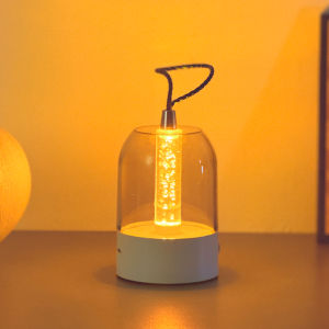 1pc Ins Retro Camping Handheld Lamp Touch 3‑Color Ambient Light Desktop Ornament Gift Black & White 2