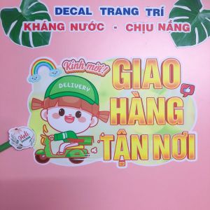 Decal GIAO HÀNG TẬN NƠI Loại 1 - Hình Dán Decor Quán Trà Sữa Cà Phê Sinh Tố Nước Ép Ăn Vặt - Sticker Kháng Nước Chịu Nắng Cắt Sẵn.